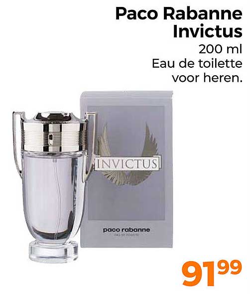 Paco Rabanne Invictus 200 ml Eau de toilette voor heren.