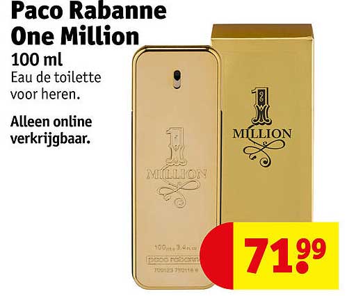 Paco Rabanne One Million 100 ml Eau de toilette voor heren. Alleen online verkrijgbaar.