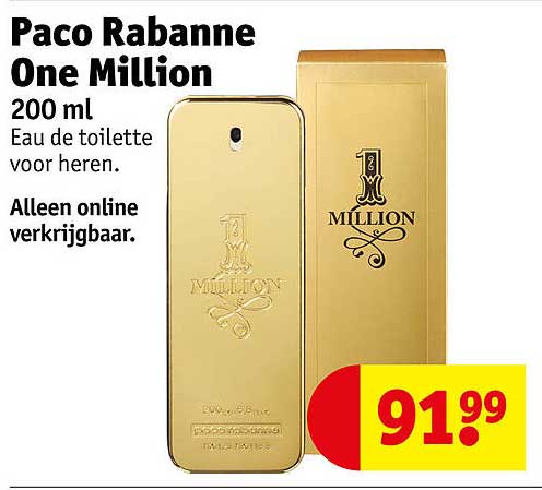 Paco Rabanne One Million 200 ml Eau de toilette voor heren. Alleen online verkrijgbaar.