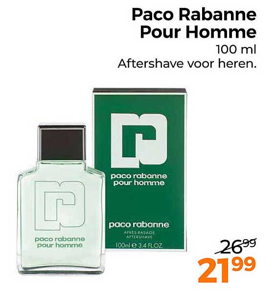 Paco Rabanne Pour Homme 100 ml Aftershave voor heren.
