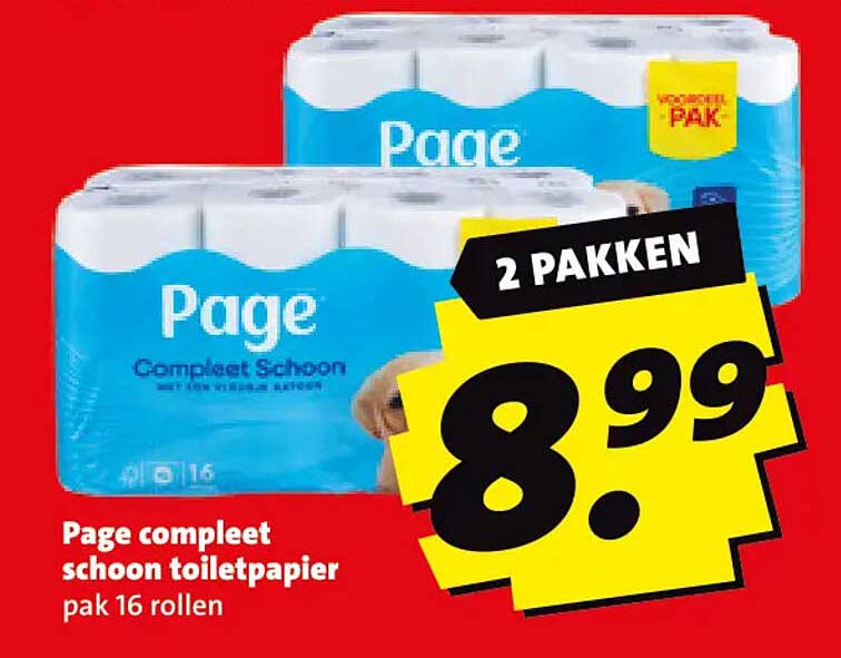 Page compleet schoon toiletpapier pak 16 rollen 2 PAKKEN