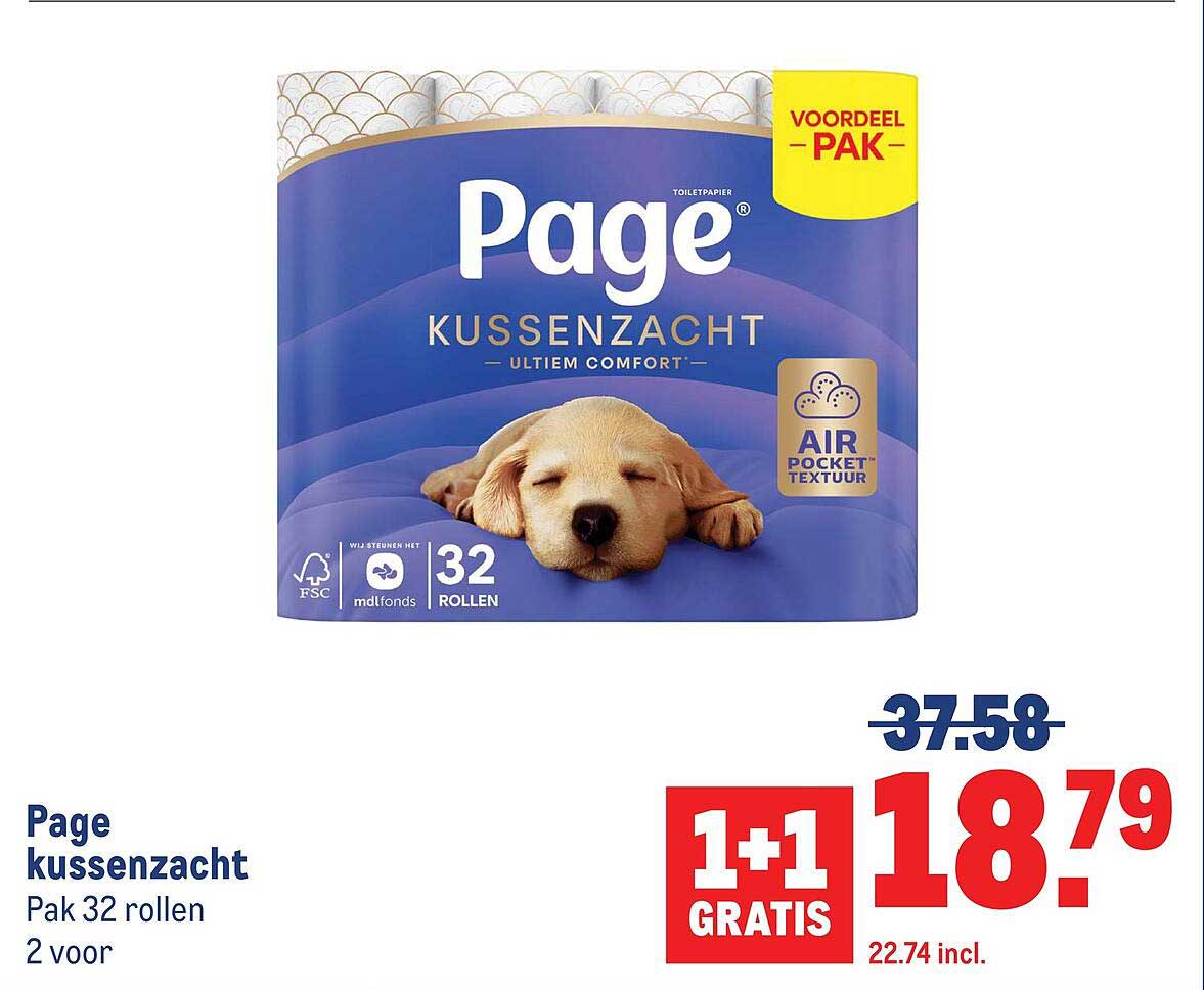 Page kussenzacht Pak 32 rollen 1+1 gratis
