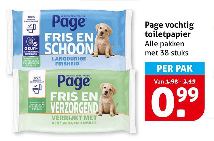 Page vochtig toiletpapier Alle pakken met 38 stuks PER PAK