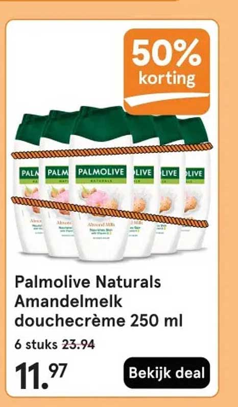 Palmolive Naturals Amandelmelk douchecrème 250 ml 50% korting