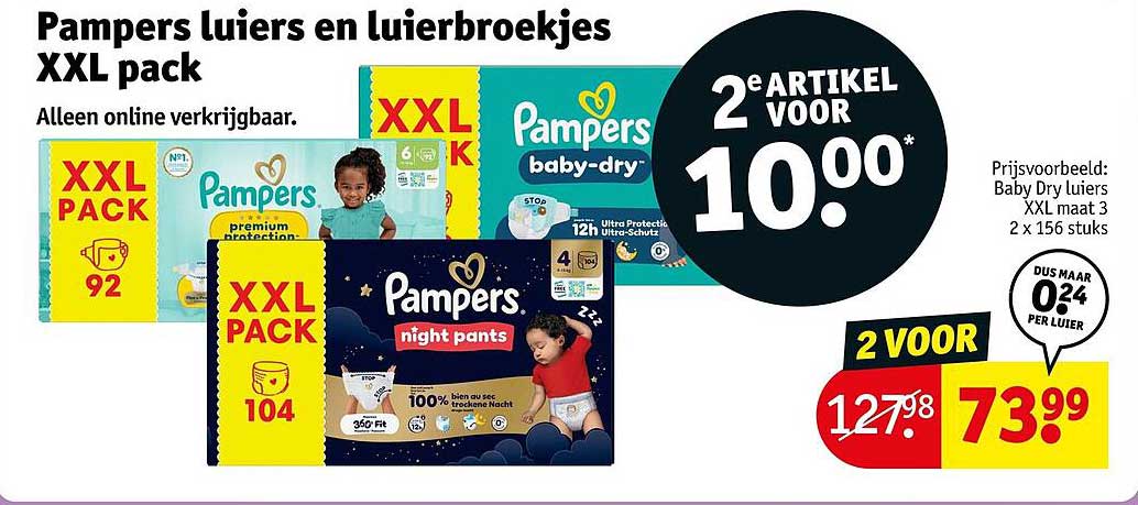 Pampers luiers en luierbroekjes XXL pack 2e artikel voor 10,00*
