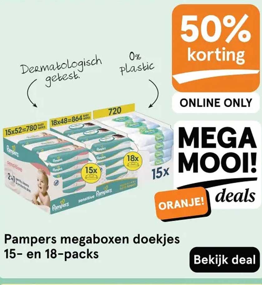 Pampers megaboxen doekjes 15- en 18-packs