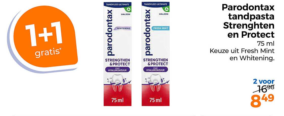 Parodontax tandpasta Strengthen en Protect 75 ml 1+1 gratis