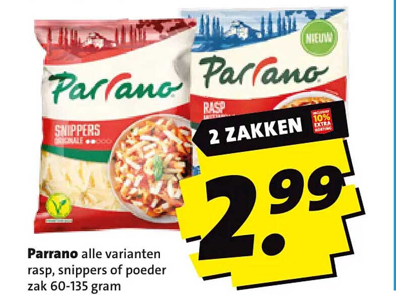 Parrano alle varianten rasp, snippers of poeder zak 60-135 gram 2 ZAKKEN