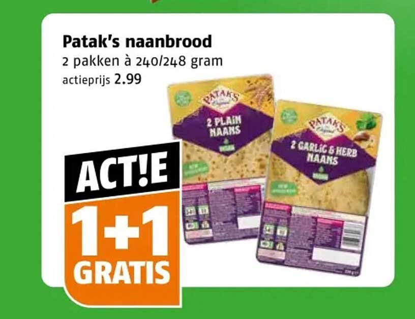 Patak's naanbrood 1+1 gratis
