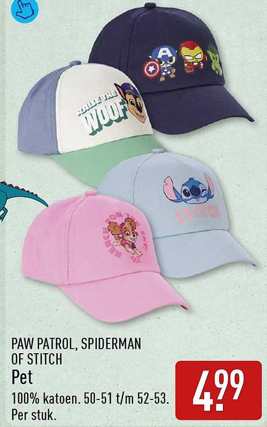 PAW PATROL, SPIDERMAN OF STITCH Pet