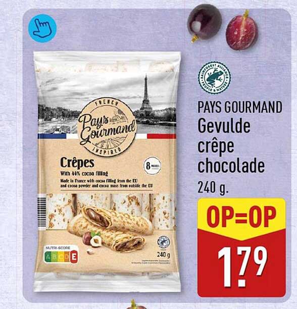 PAYS GOURMAND Gevulde crêpe chocolade 240 g. OP=OP