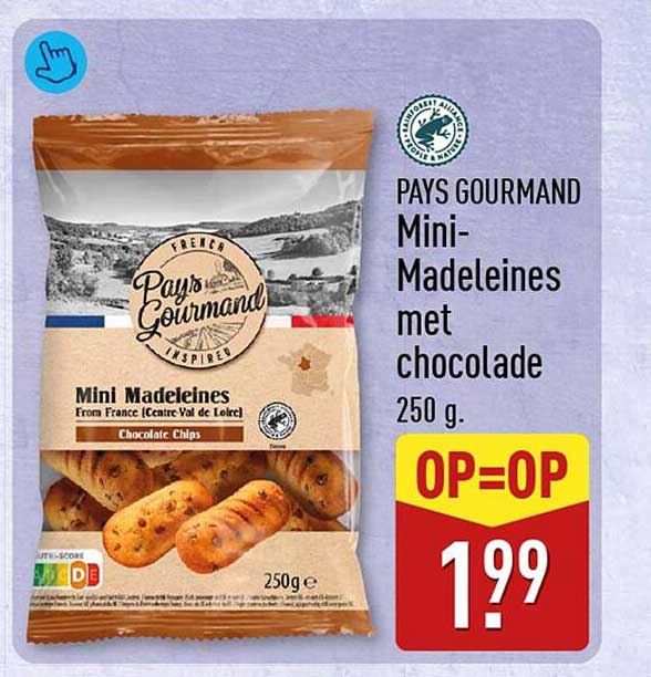 PAYS GOURMAND Mini-Madeleines met chocolade 250 g OP=OP