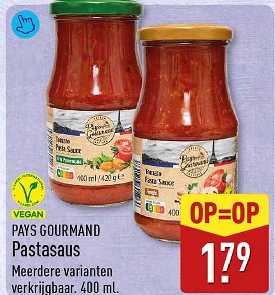 PAYS GOURMAND Pastasaus Meerdere varianten verkrijgbaar. 400 ml. OP=OP