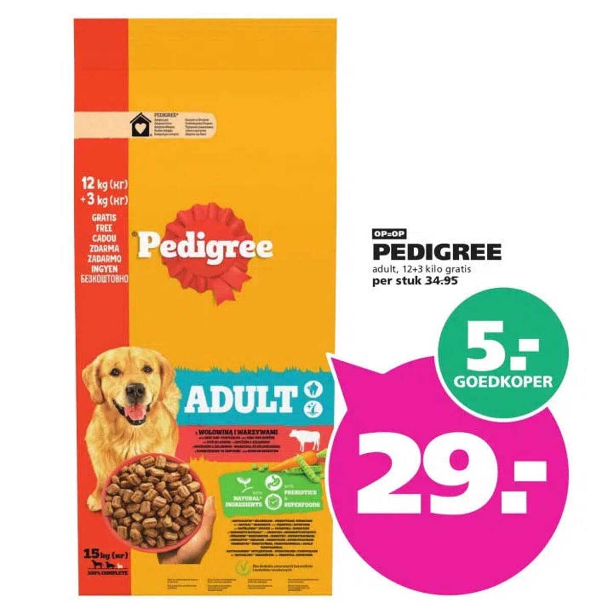 PEDIGREE adult, 12+3 kilo gratis