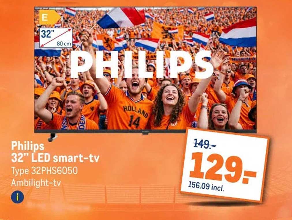Philips 32" LED smart-tv Type 32PHS6050 Ambilight-tv