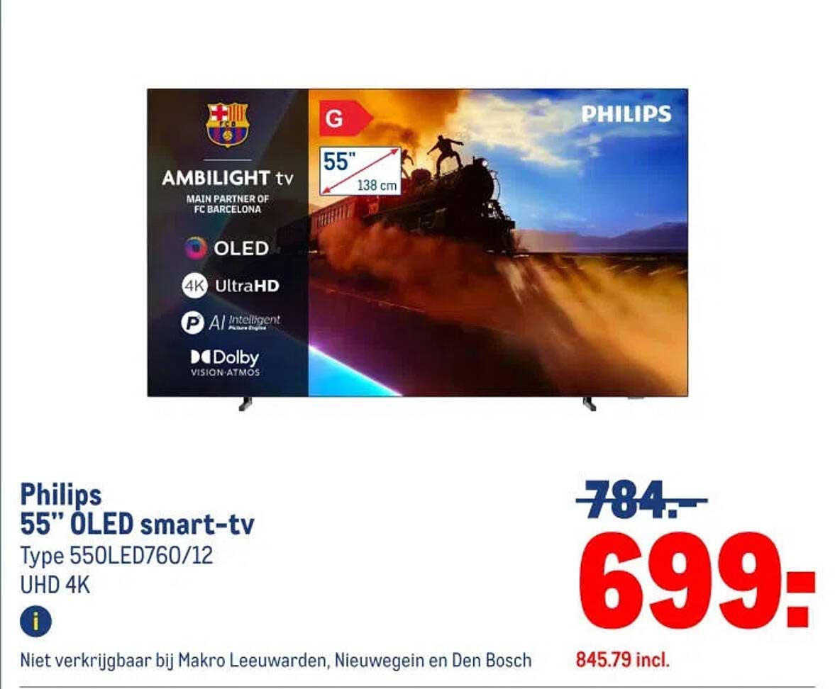 Philips 55" OLED smart-tv Type 550LED760/12 UHD 4K