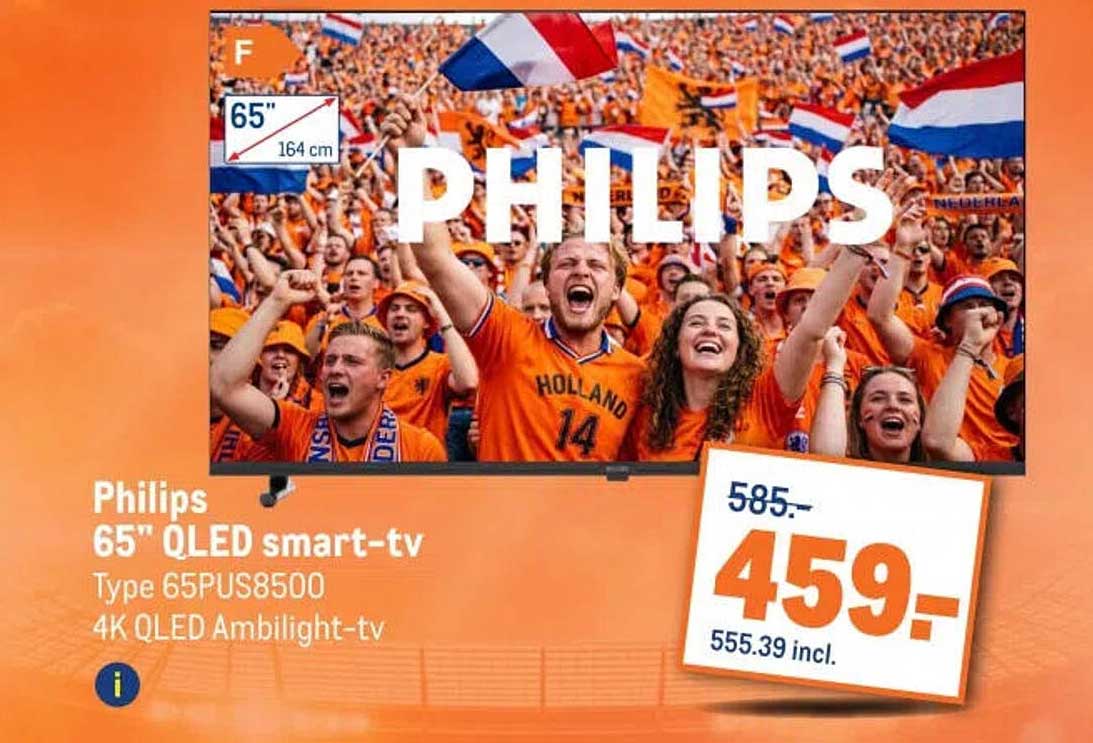 Philips 65" QLED smart-tv Type 65PUS8500 4K QLED Ambilight-tv