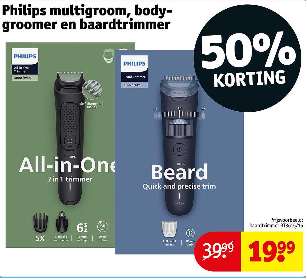 Philips multigroom, body-groomer en baardtrimmer 50% korting