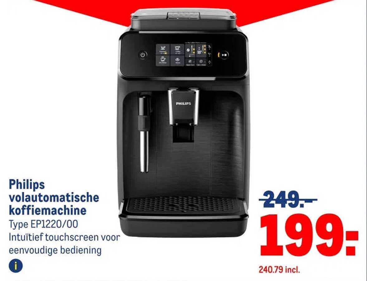Philips volautomatische koffiemachine Type EP1220/00 Intuïtief touchscreen voor eenvoudige bediening