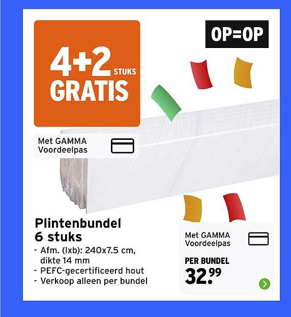 Plintenbundel 6 stuks 4+2 GRATIS