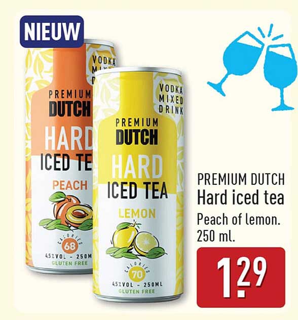 PREMIUM DUTCH Hard iced tea Peach of lemon. 250 ml.