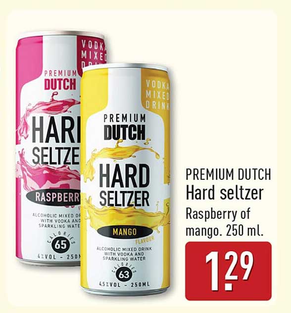 PREMIUM DUTCH Hard seltzer Raspberry of mango. 250 ml.
