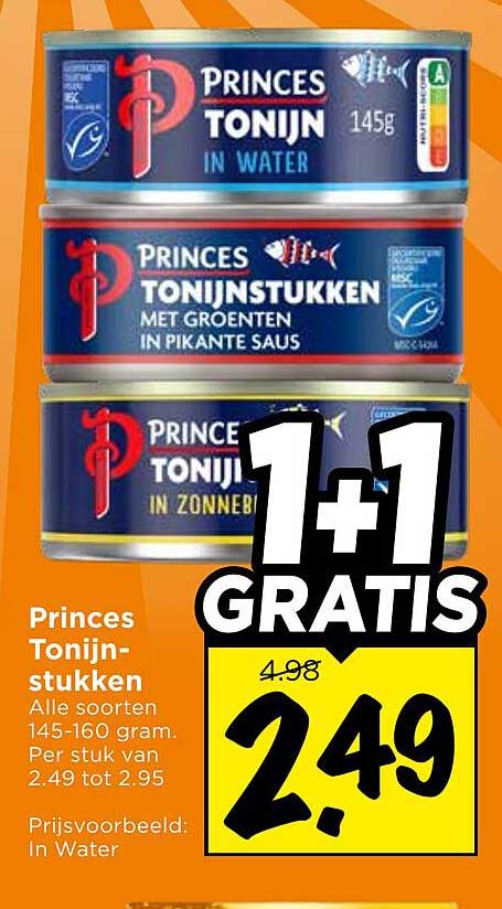Princes Tonijnstukken 1+1 gratis