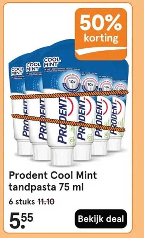 Prodent Cool Mint tandpasta 75 ml 50% korting