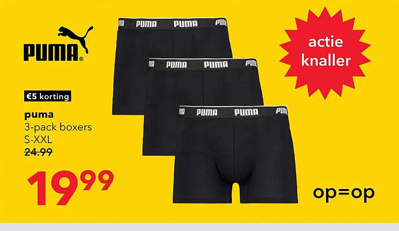 puma 3-pack boxers S-XXL €5 korting op=op
