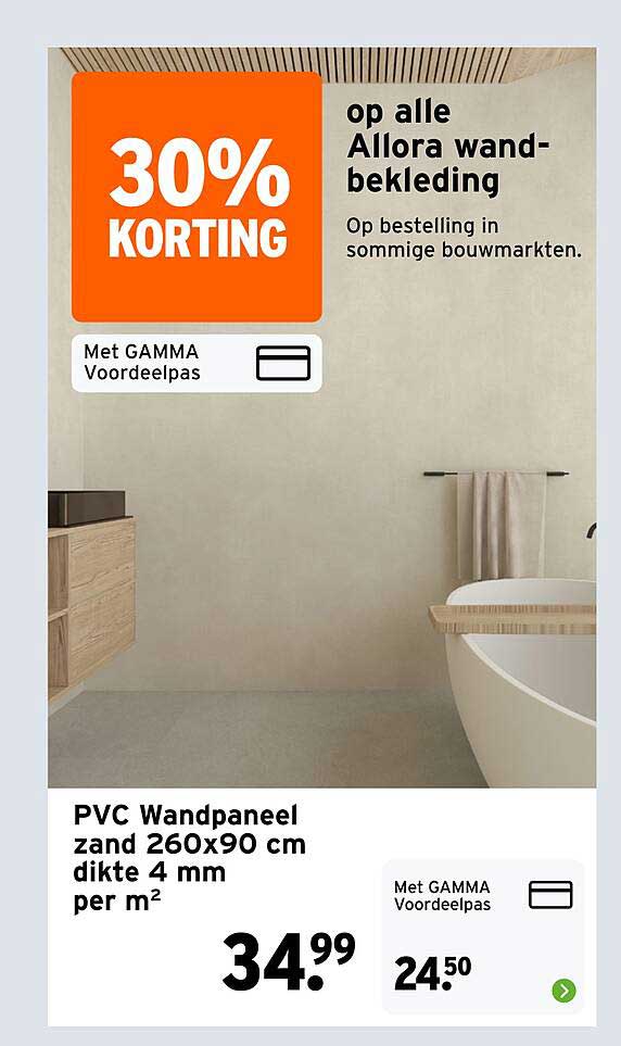 PVC Wandpaneel zand 260x90 cm dikte 4 mm per m²