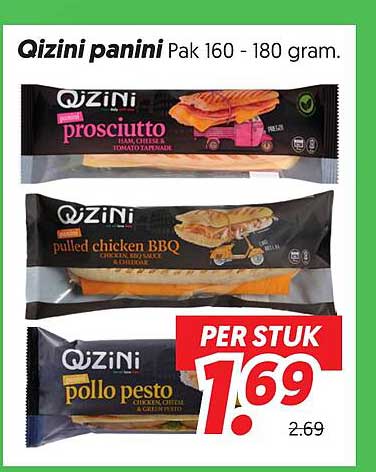 Qizini panini Pak 160 - 180 gram. PER STUK