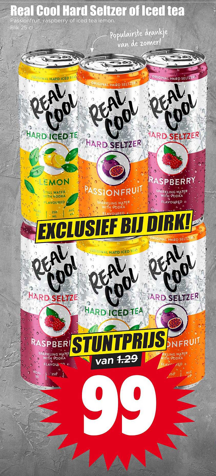 Real Cool Hard Seltzer of Iced tea Exclusief bij Dirk! Stuntprijs