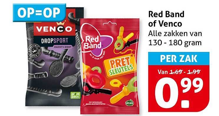 Red Band of Venco Alle zakken van 130 - 180 gram PER ZAK