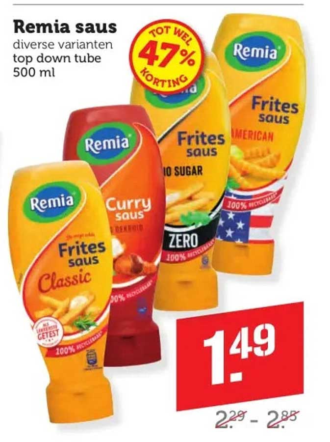 Remia saus diverse varianten top down tube 500 ml
