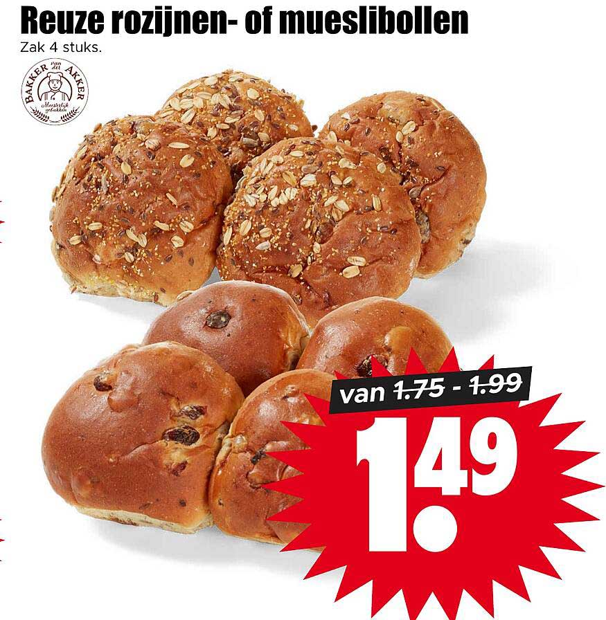 Reuze rozijnen- of mueslibollen