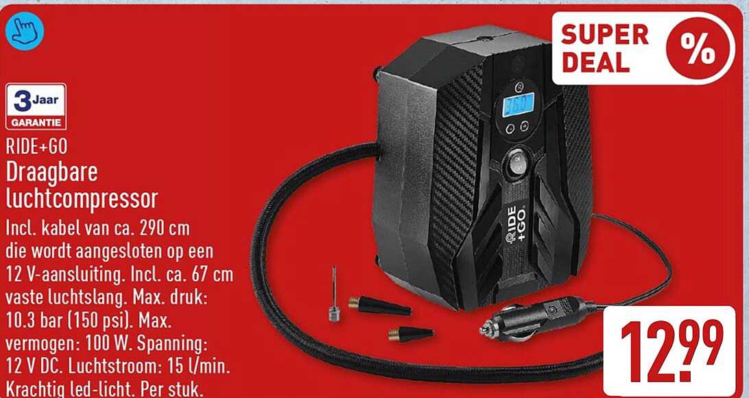 RIDE+GO Draagbare luchtcompressor