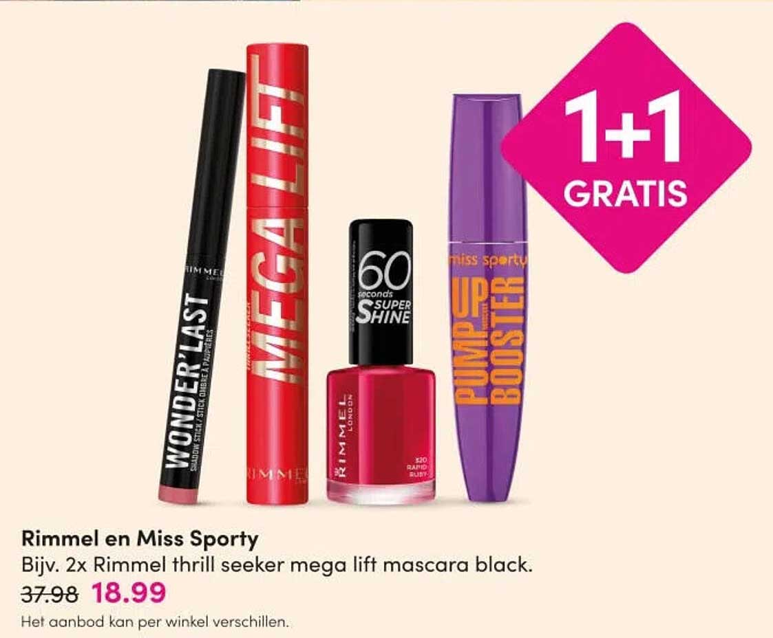 Rimmel en Miss Sporty 1+1 GRATIS