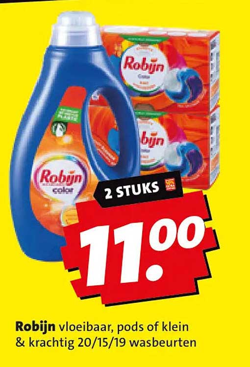 Robijn vloeibaar, pods of klein & krachtig 20/15/19 wasbeurten 2 STUKS