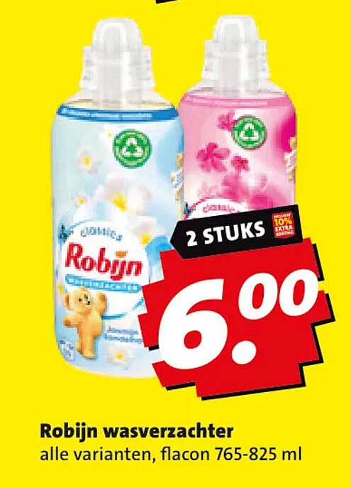 Robijn wasverzachter alle varianten, flacon 765-825 ml 2 STUKS