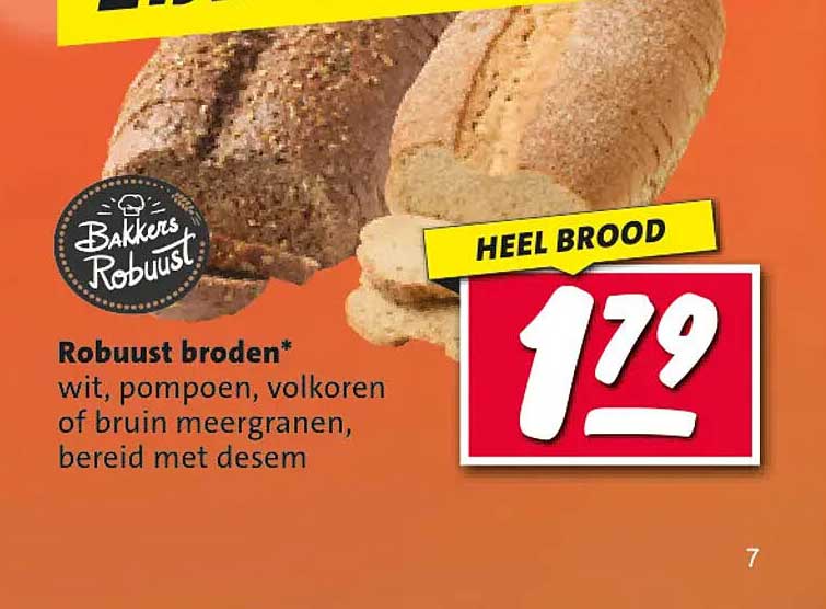 Robuust broden* wit, pompoen, volkoren of bruin meergranen, bereid met desem