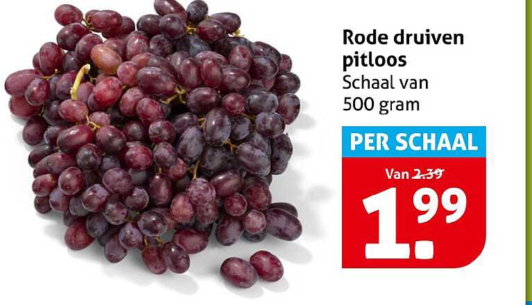 Rode druiven pitloos Schaal van 500 gram PER SCHAAL
