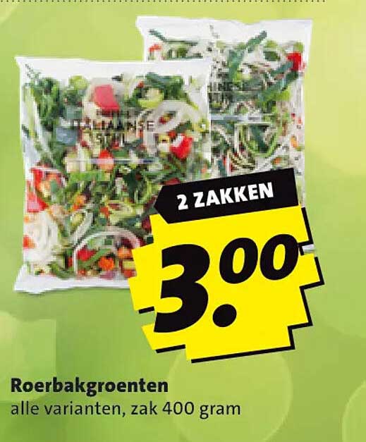 Roerbakgroenten alle varianten, zak 400 gram 2 ZAKKEN