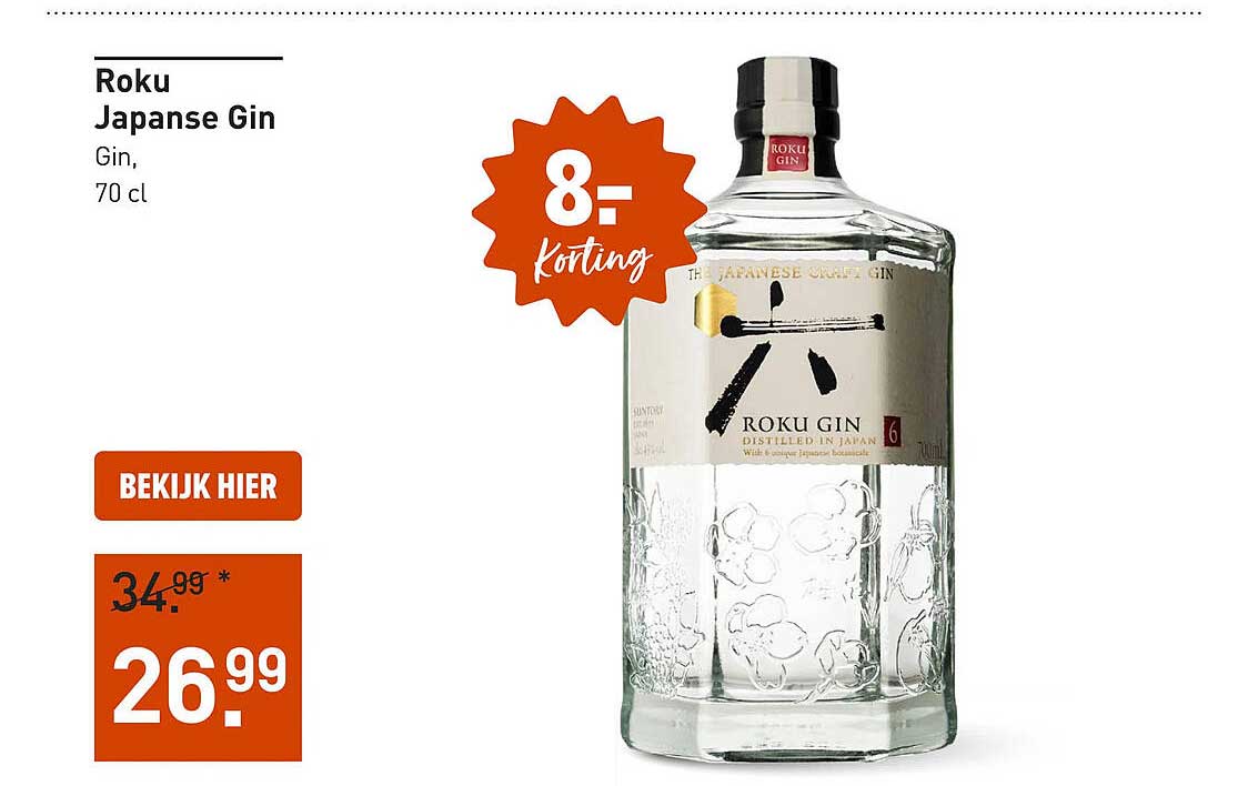 Roku Japanese Gin 70 cl 8=- korting