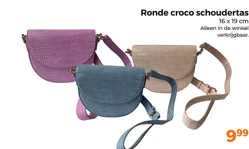 Ronde croco schoudertas