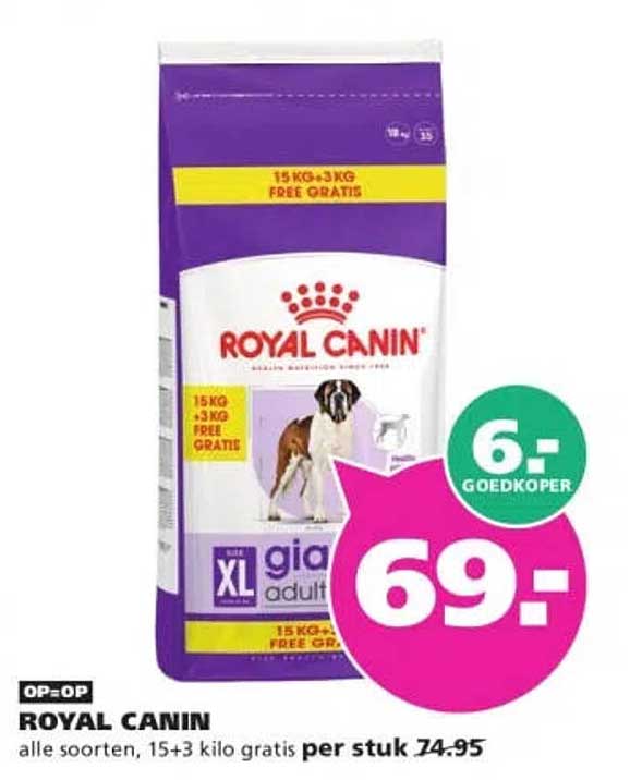 ROYAL CANIN alle soorten, 15+3 kilo gratis per stuk 6,- goedkoper