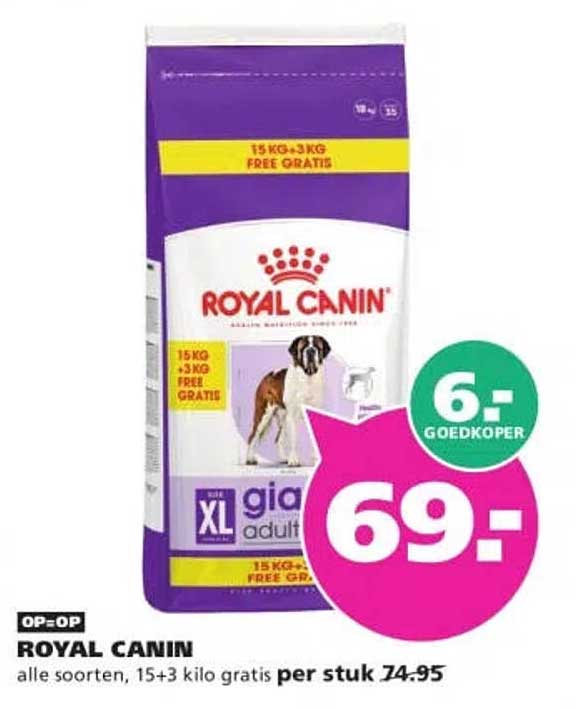 ROYAL CANIN alle soorten, 15+3 kilo gratis per stuk 6.- goedkoper