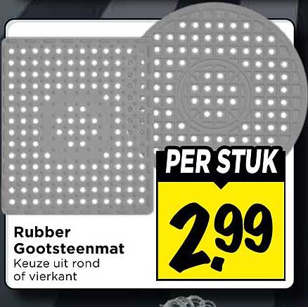 Rubber Gootsteenmat Keuze uit rond of vierkant PER STUK