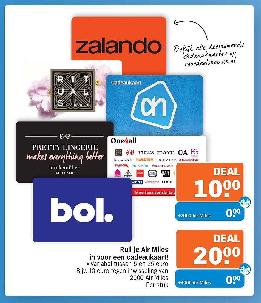 Ruil je Air Miles in voor een cadeaukaart!