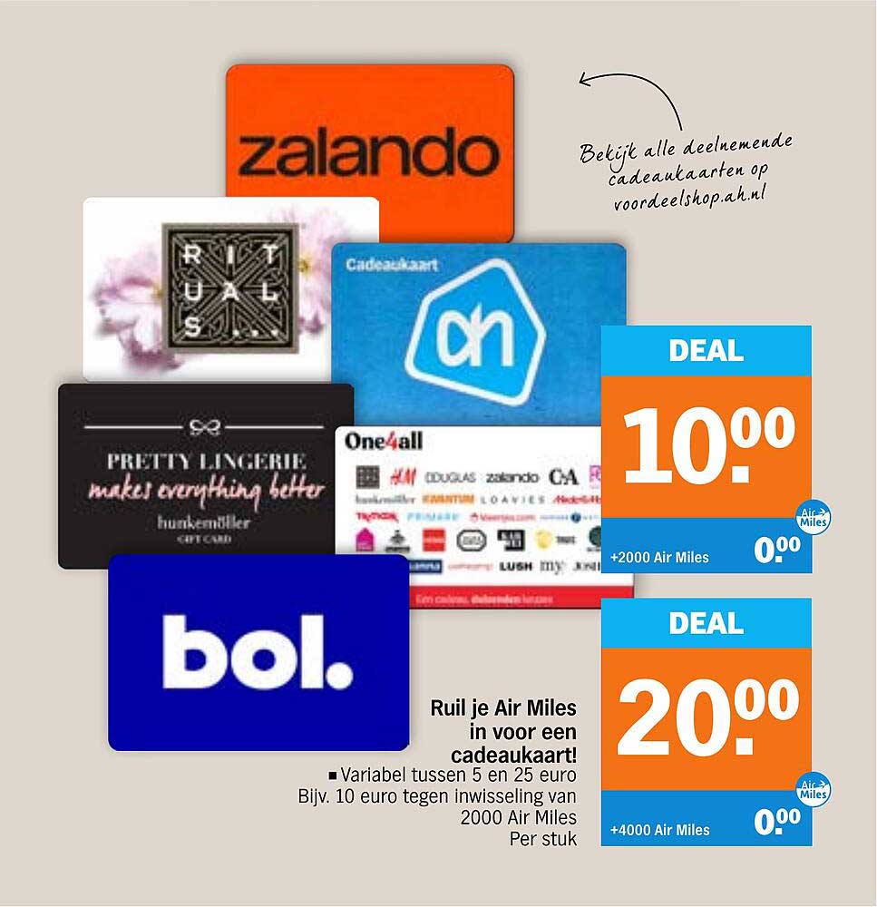 Ruil je Air Miles in voor een cadeaukaart!