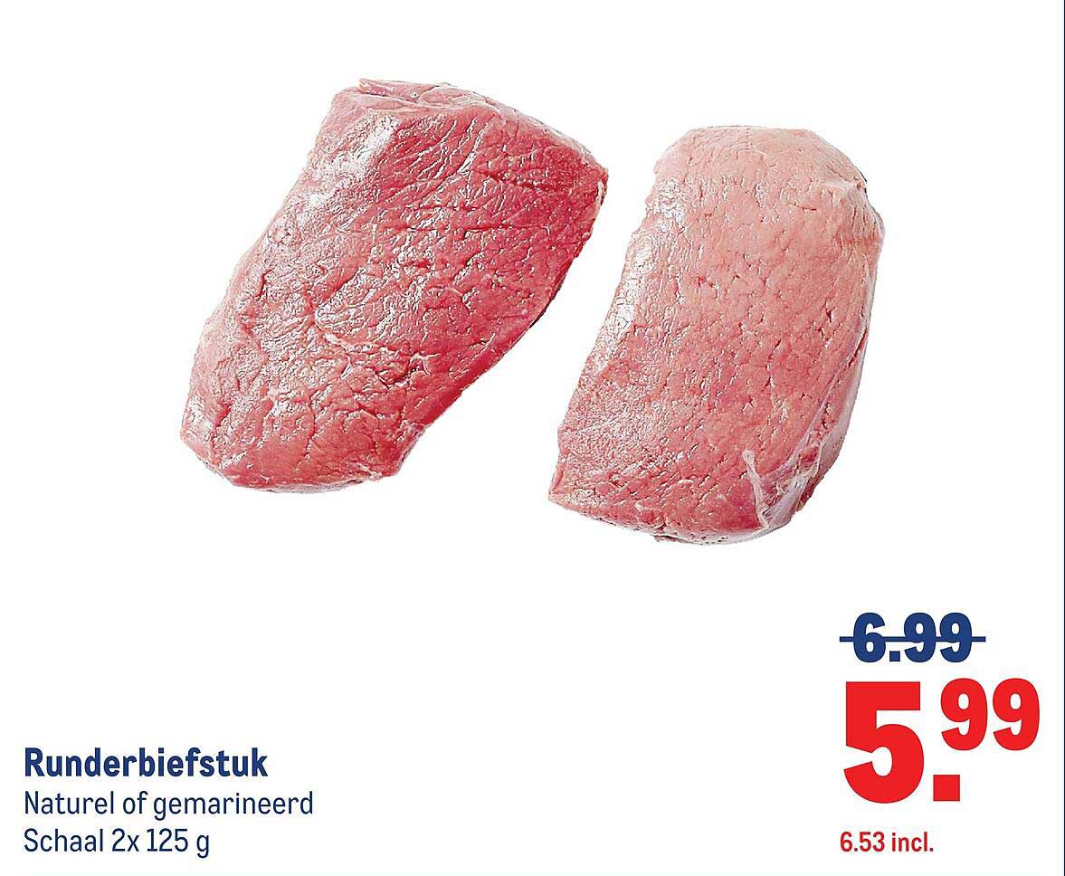 Runderbiefstuk Naturel of gemarineerd Schaal 2x 125 g